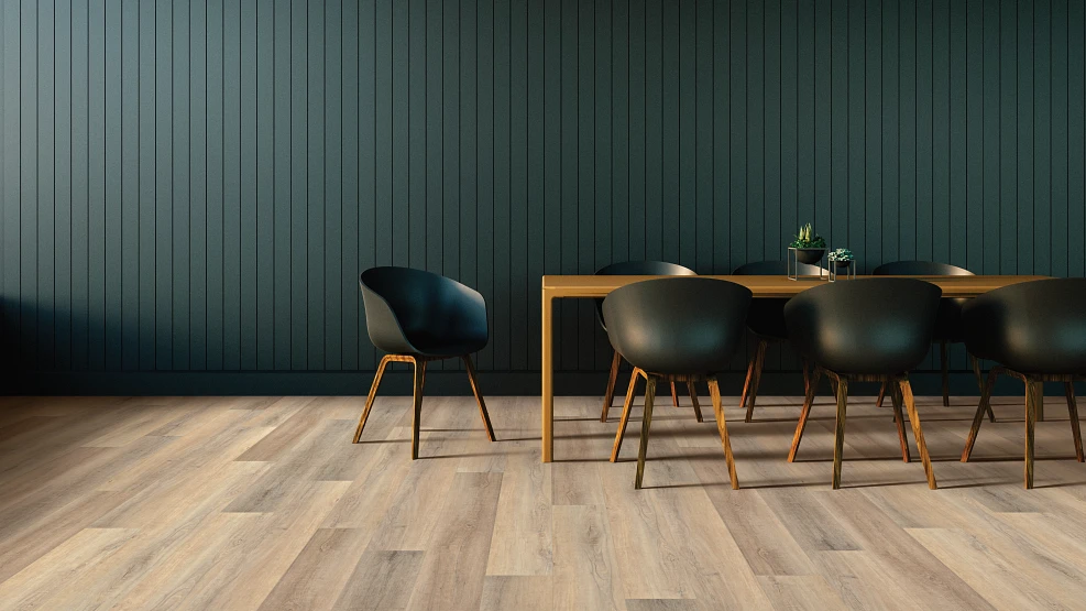 Hardwood floors in modern dining room