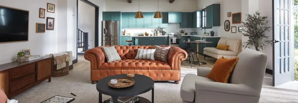 Carpet in open concept living room